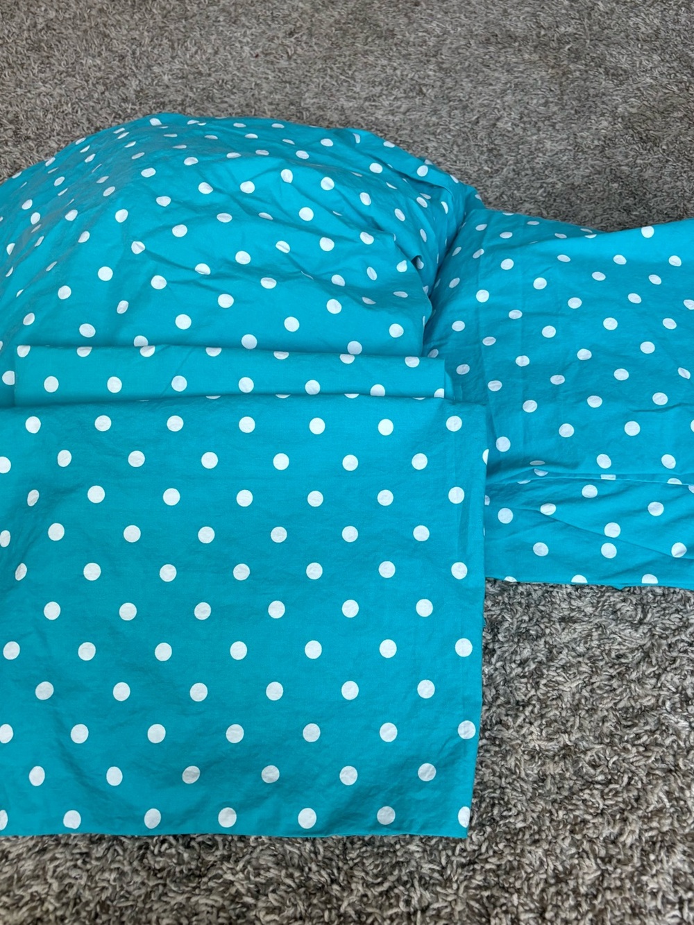 Queen 4 pcs  pottery barn teen Turquoise Polka Dot Cotton Set